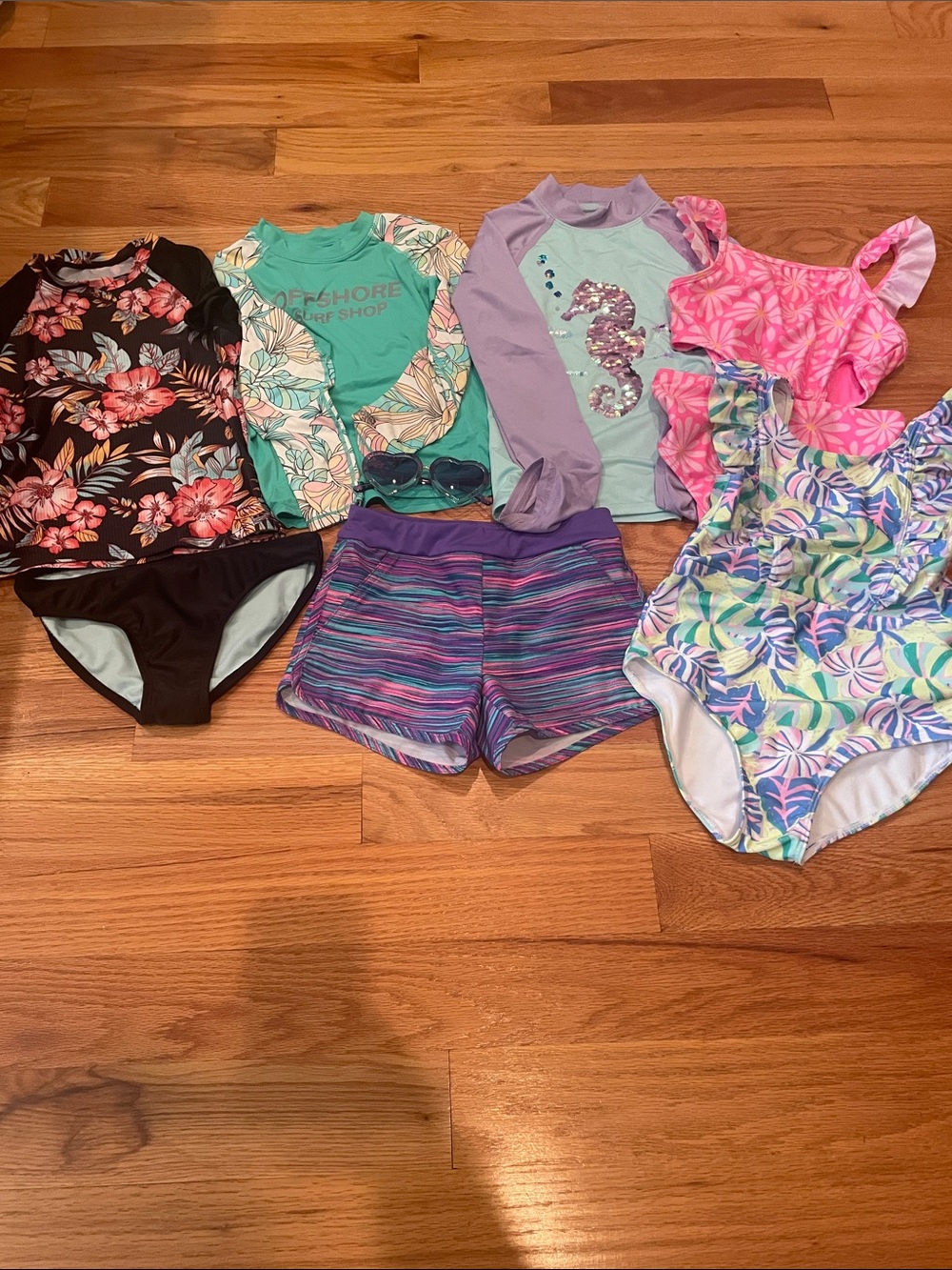 Girls size 7/8 Swim Bundle - 7 pieces + sunglasses